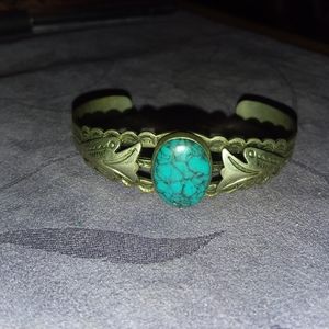 Turquoise and Nickel Silver Bell Bracelet